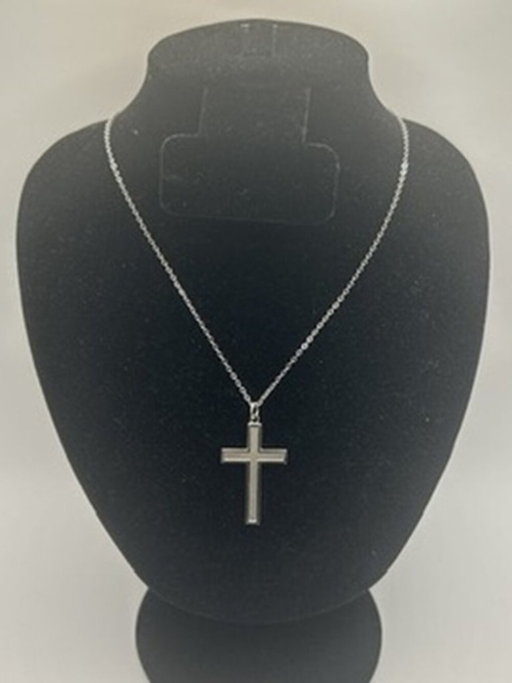 Vintage Cross Necklace Real Silver Chain Plated Stainless Steel Mens Waterproof